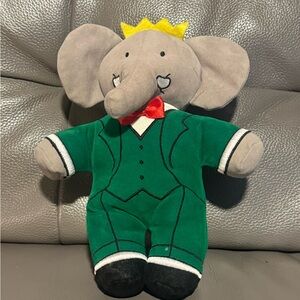 Vintage Babar The Elephant King 9" Plush Stuffed Animal by Yottoy